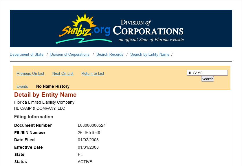  HL CAMP & COMPANY LLC.